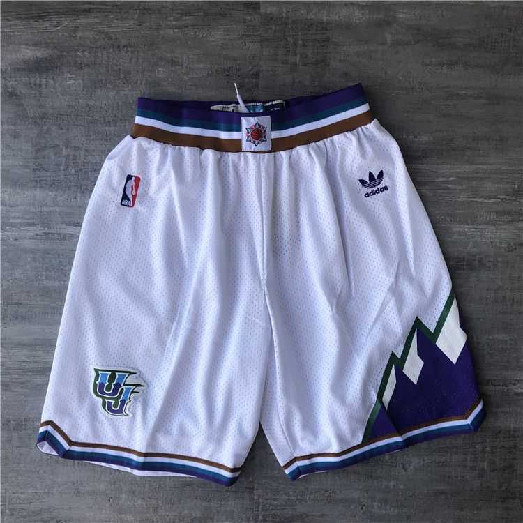 Men NBA Utah Jazz White Shorts 0416